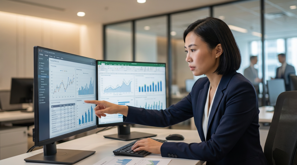 pftmxciw Responsable controle de gestion analysant des tableaux de bord